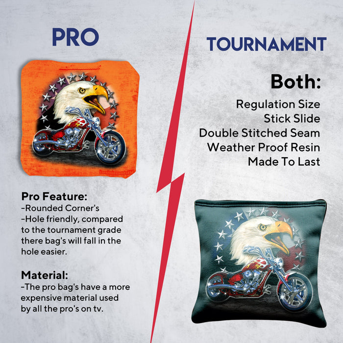 Motorcycle Bald Eagle Cornhole Bags