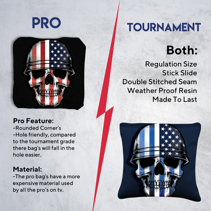 Soldier Flag Skull Cornhole Bags