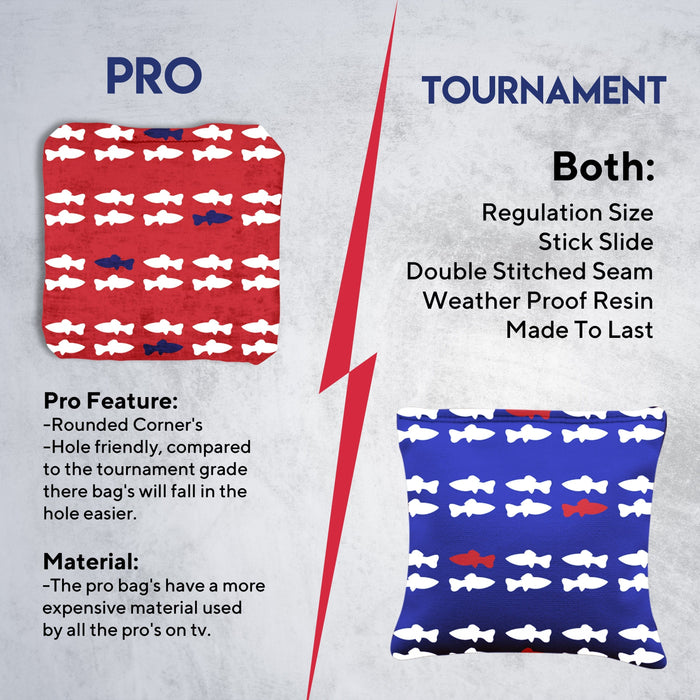 Red Blue Fish Cornhole Bags
