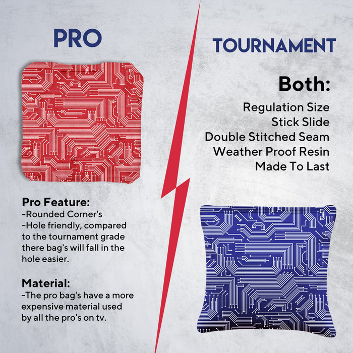 Red Blue Tech Cornhole Bags