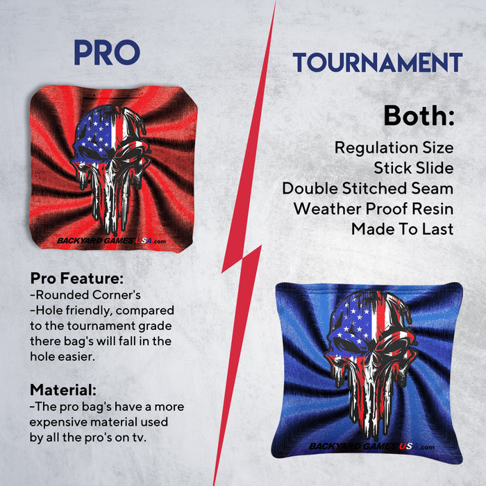 Red Blue Skull Cornhole Bags