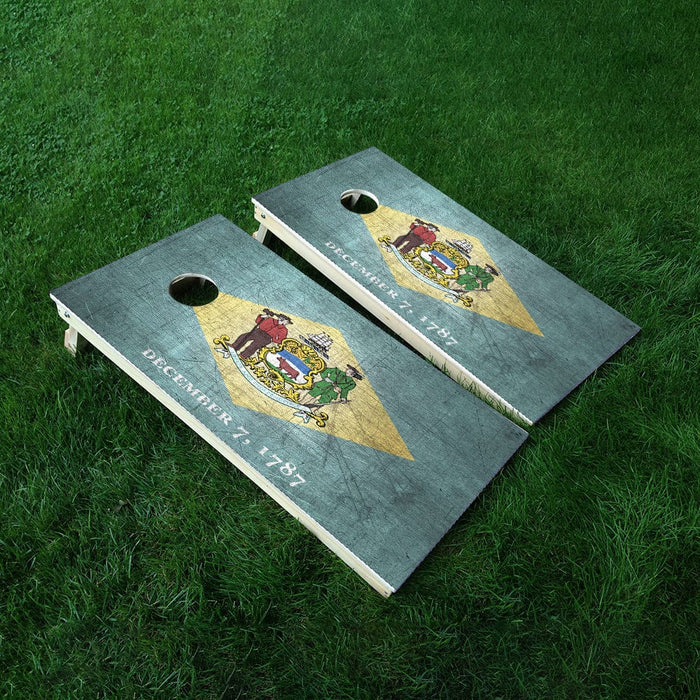 Delaware Classic State Flag Cornhole Boards Wraps (Set of 2)
