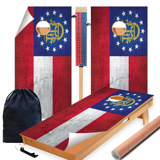 Georgia Classic State Flag Cornhole Boards Wraps (Set of 2)