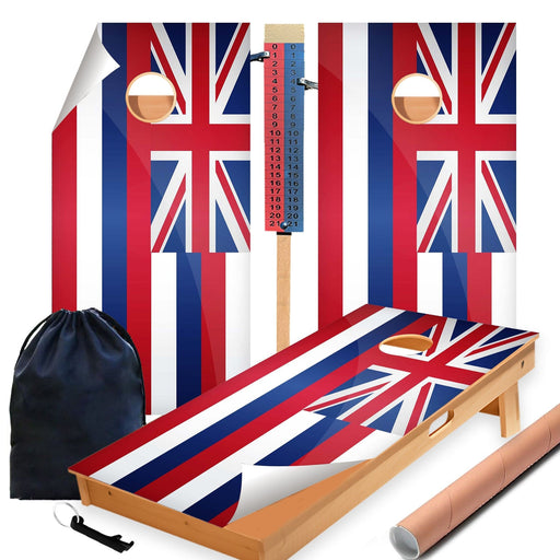 Hawaii Classic State Flag Cornhole Boards Wraps (Set of 2)