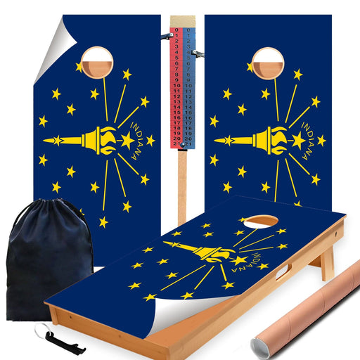 Indiana Classic State Flag Cornhole Boards Wraps (Set of 2)