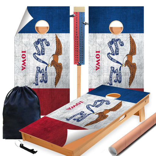 Iowa Classic State Flag Cornhole Boards Wraps (Set of 2)