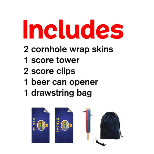 Kansas Classic State Flag Cornhole Boards Wraps (Set of 2)