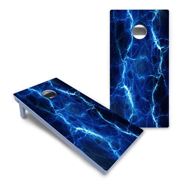 Blue & Green Lightning Cornhole Boards - All Weather Series