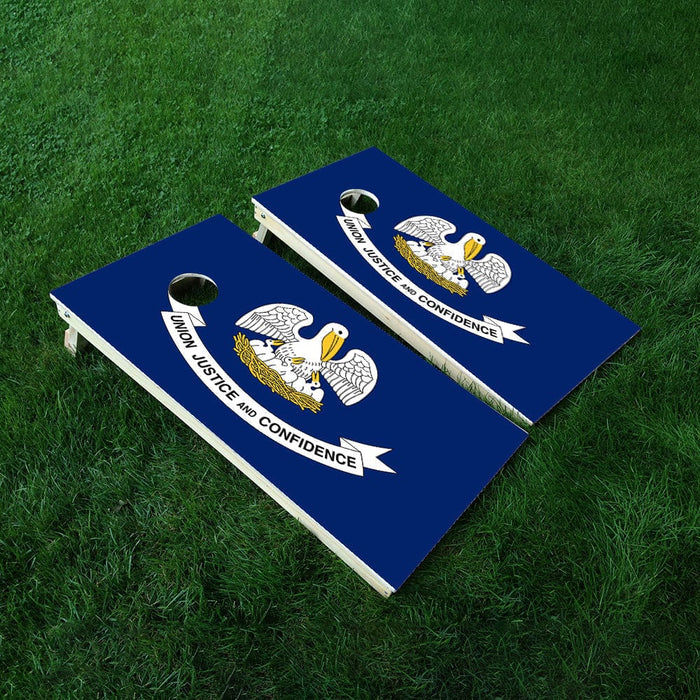 Louisiana Classic State Flag Cornhole Boards Wraps (Set of 2)