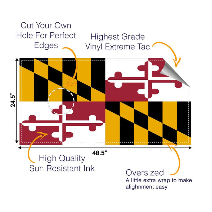 Maryland Classic State Flag Cornhole Boards Wraps (Set of 2)