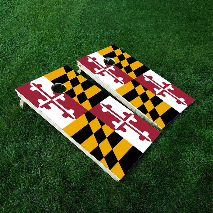 Maryland Classic State Flag Cornhole Boards Wraps (Set of 2)