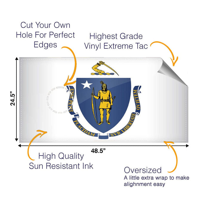 Massachusetts Classic State Flag Cornhole Boards Wraps (Set of 2)