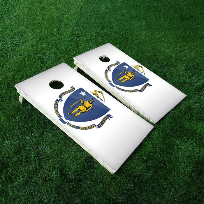 Massachusetts Classic State Flag Cornhole Boards Wraps (Set of 2)