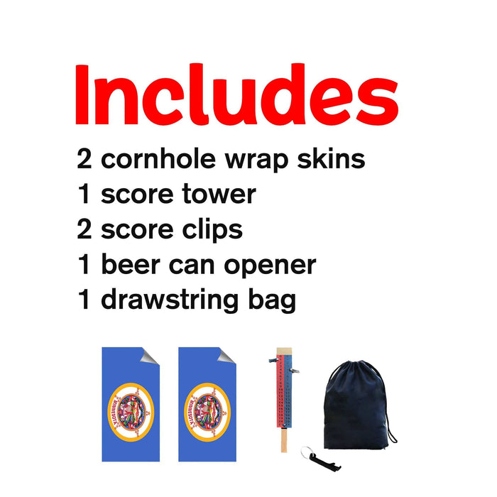 Minnesota Classic State Flag Cornhole Boards Wraps (Set of 2)