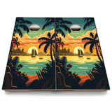 Beach/Mountain Sunset Cornhole Boards - Backyard Series