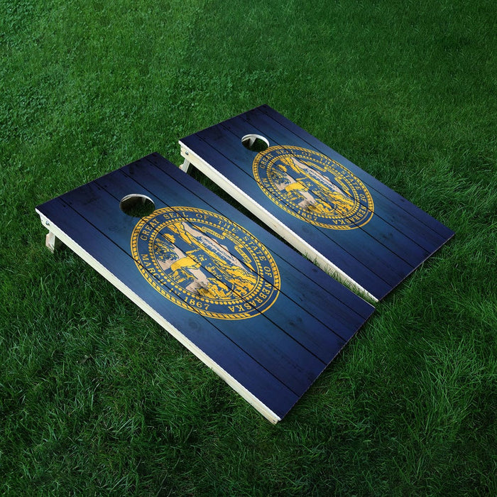 Nebraska Classic State Flag Cornhole Boards Wraps (Set of 2)