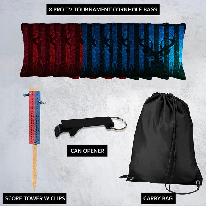 Blue Red Deer Cornhole Bags