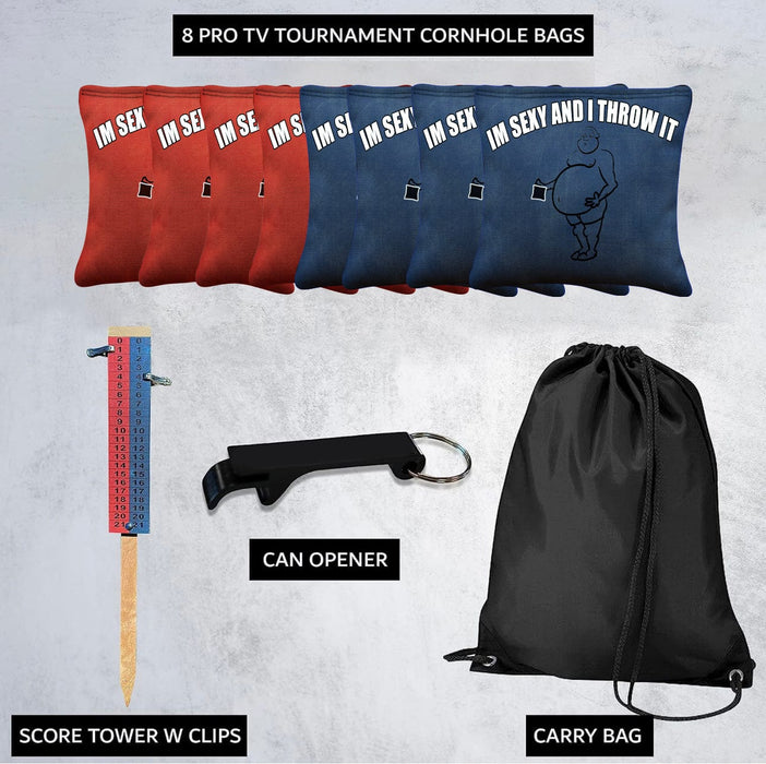 IM SEXY AND I THROW IT Cornhole Bags