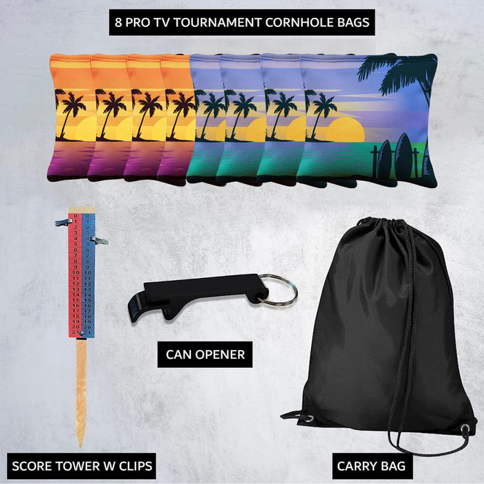 Orange Blue Beach Cornhole Bags