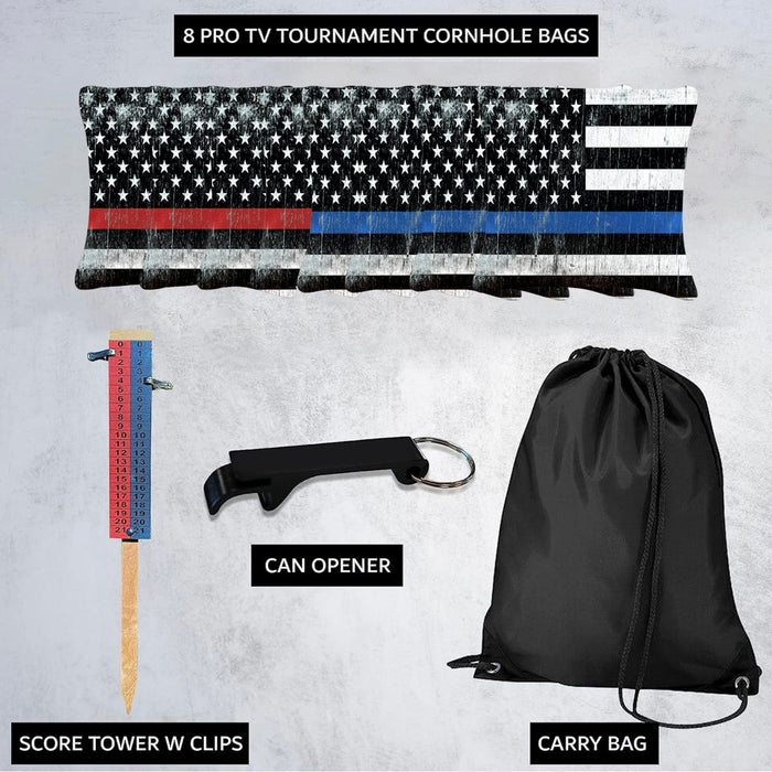 Red Blue Lines Cornhole Bags