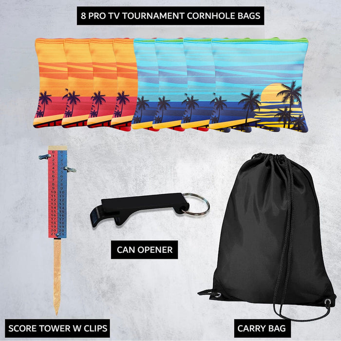 Blue Red Beach Cornhole Bags