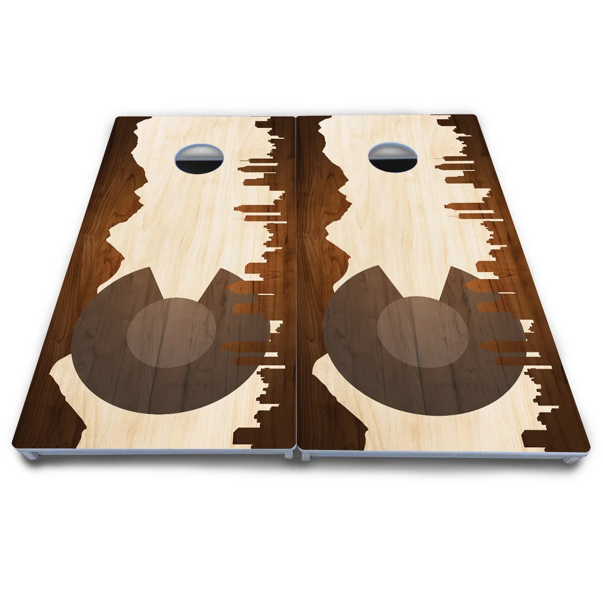 Colorado Natural Wood Skyline Cornhole Boards - All Weather Series