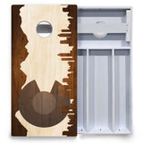 Colorado Natural Wood Skyline Cornhole Boards - All Weather Series