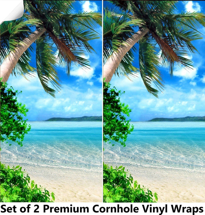 PALM OCEAN Cornhole Boards Wraps (Set of 2)