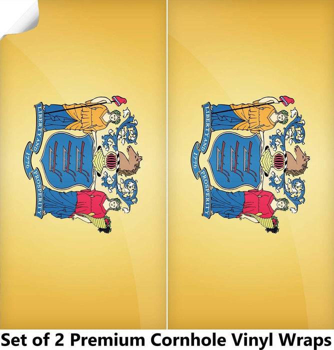 New Jersey Classic State Flag Cornhole Boards Wraps (Set of 2)