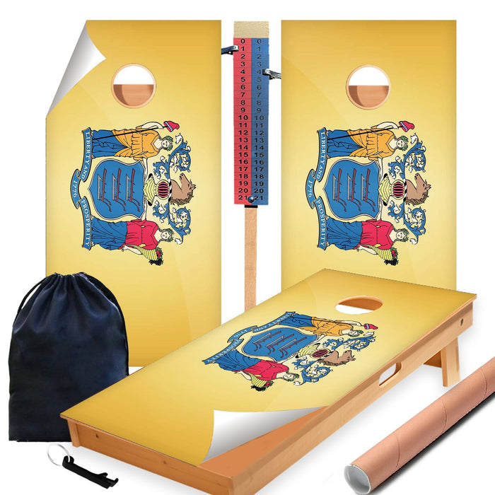 New Jersey Classic State Flag Cornhole Boards Wraps (Set of 2)
