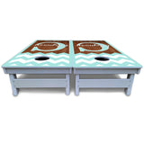 Mint Chevron Cornhole Boards - All Weather Series