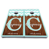 Mint Chevron Cornhole Boards - All Weather Series