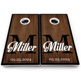 Dark Wood Wedding Monogram Cornhole Boards – Pro Lite or Pro Elite