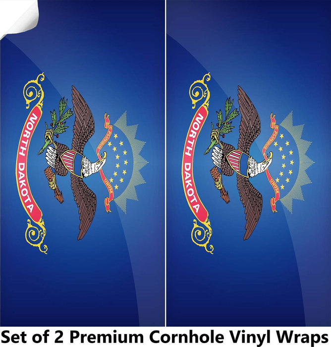 North Dakota Classic State Flag Cornhole Boards Wraps (Set of 2)