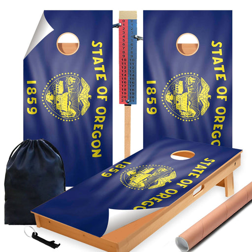 Oregon Classic State Flag Cornhole Boards Wraps (Set of 2)