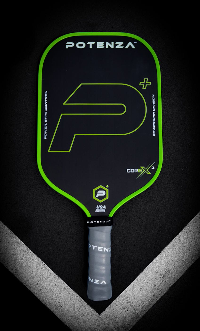 PRO Paddles P+ PowerSpin Carbon COREx3 (Neon Green, Elongated Face)