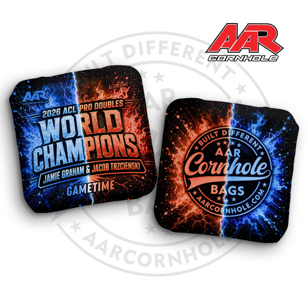 2027 AAR Gametime Cornhole Bags - World Champ Doubles Edition - ACL Comp Stamped - SET OF 4