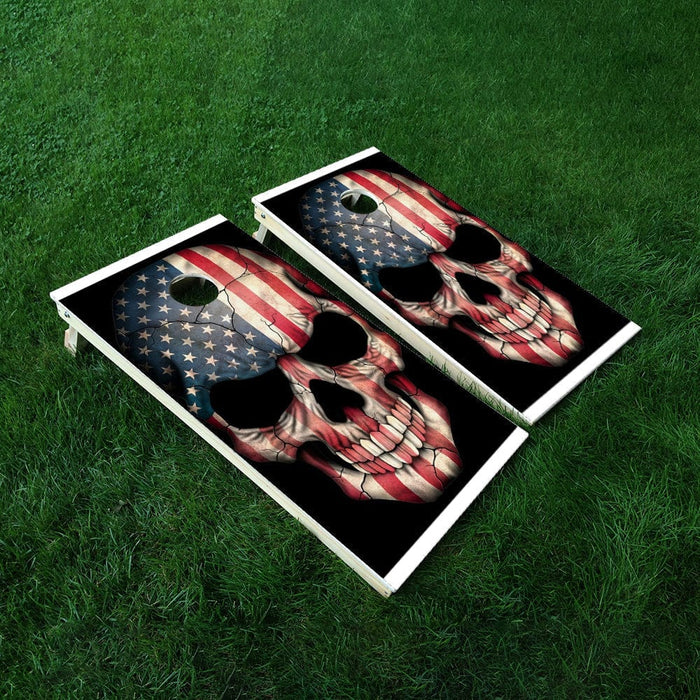 American Skull Cornhole Boards Wraps (Set of 2)