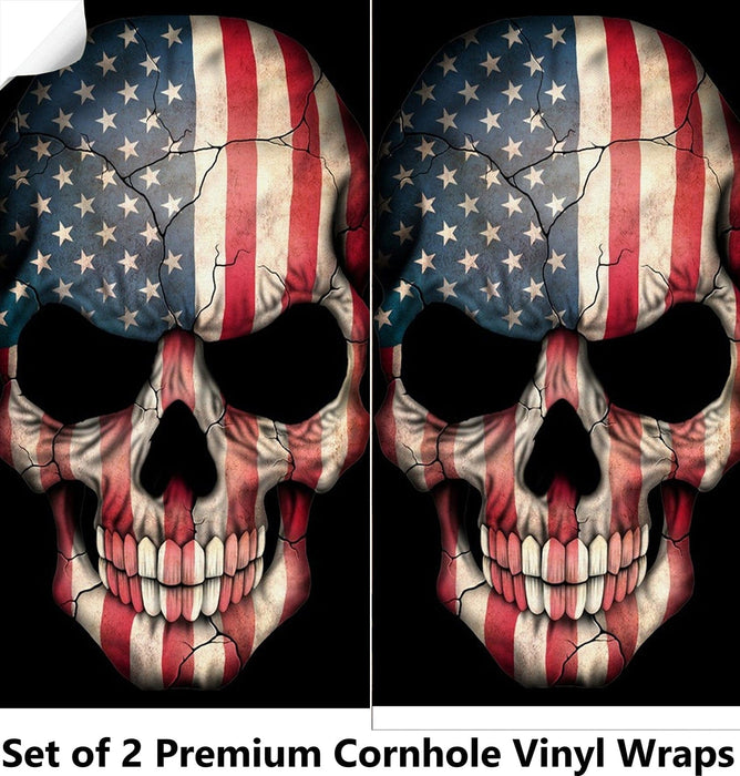 American Skull Cornhole Boards Wraps (Set of 2)