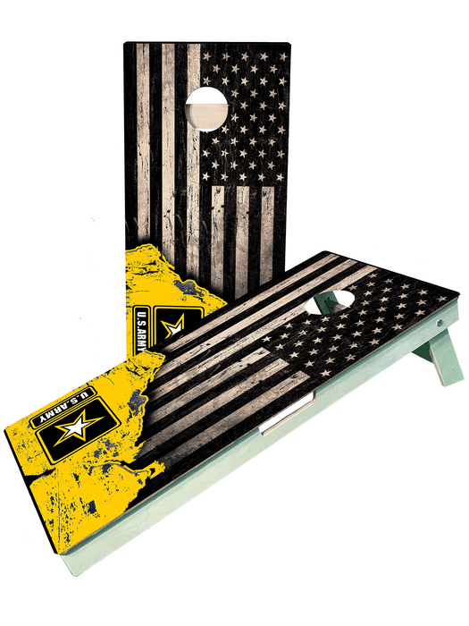 cornhole boards Army Burnt Flag Military Cornhole Set