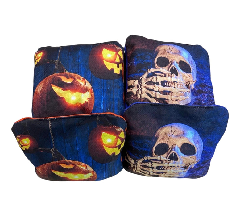 Cornhole Bag Halloween Pumpkin/Skeleton Slick and Stick Bags