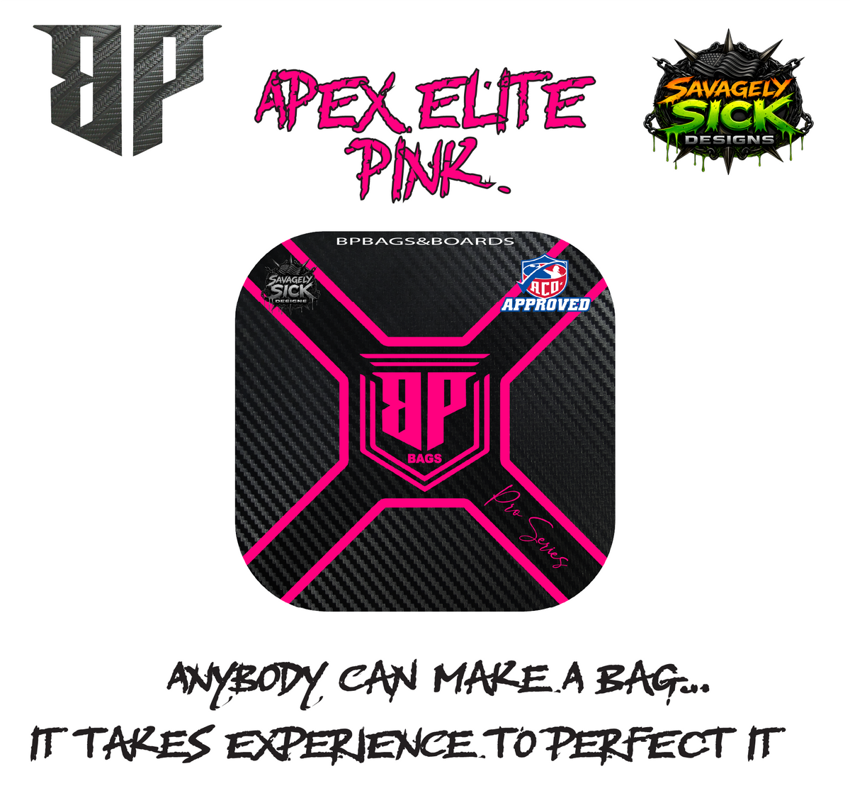 BP Multiple Bag Models "APEX Elite" Design - ACO Pro Stamped Cornhole Bags - Set of 4 Bags