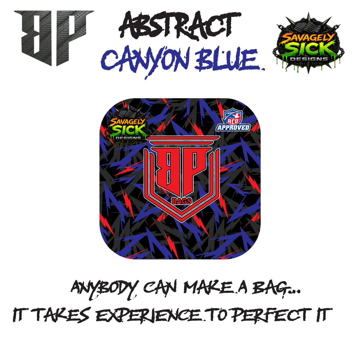 BP Multiple Bag Models "ABSTRACT" Design - ACO Pro Stamped Cornhole Bags - Set of 4 Bags