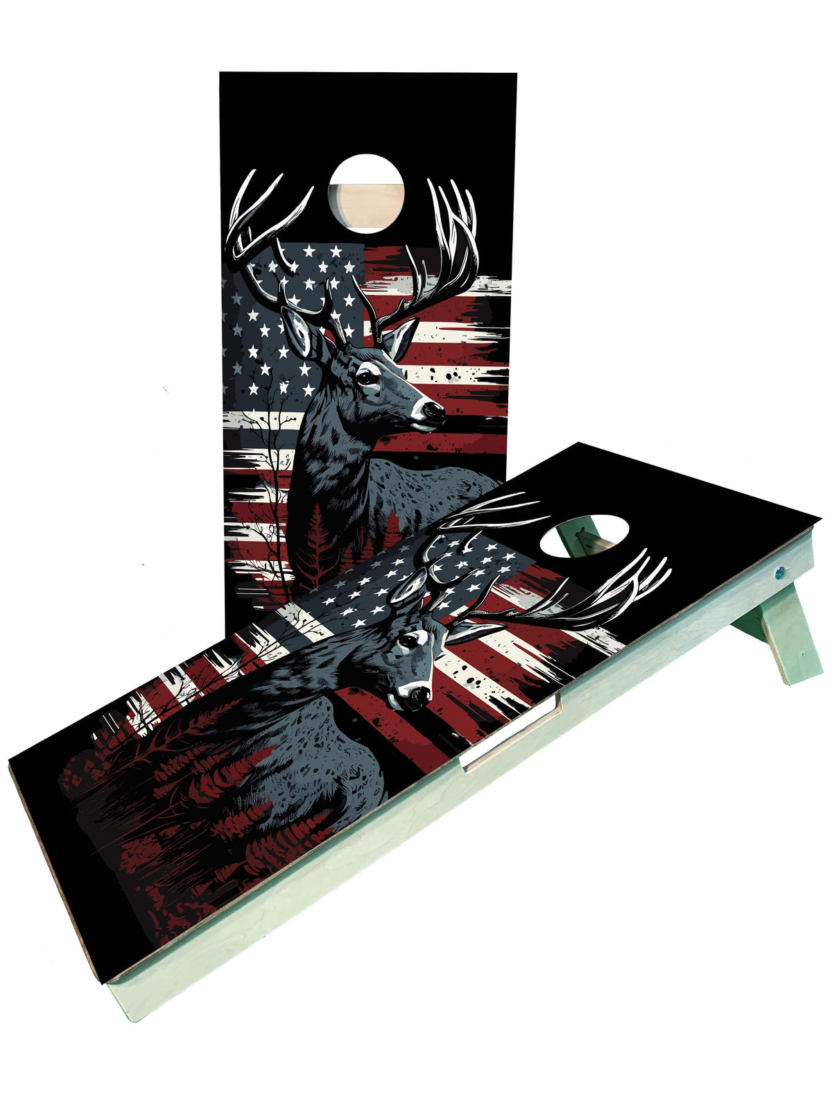 cornhole boards Hunting Buck/Deer American Flag Pro Cornhole Boards