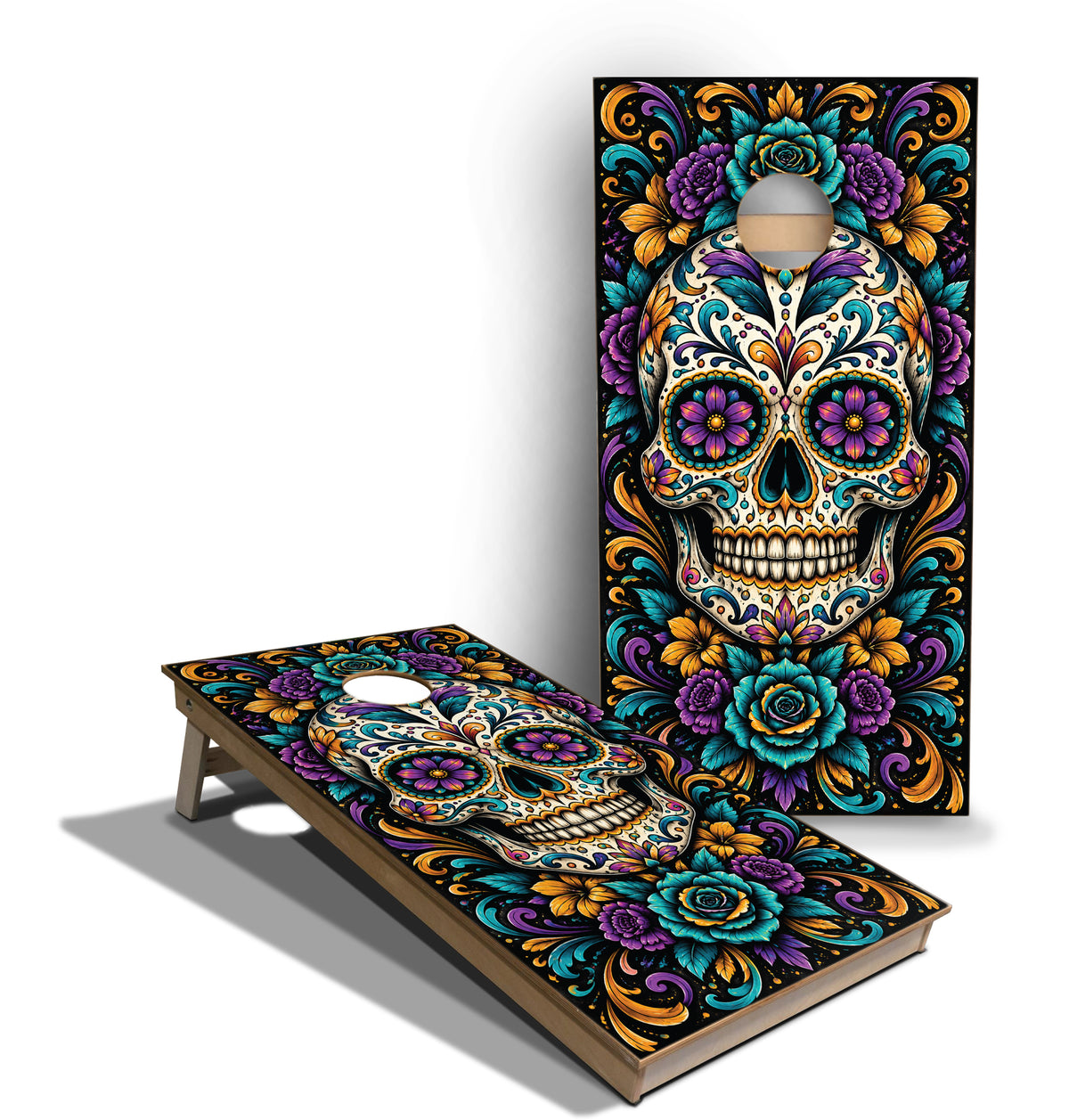 Cornhole Boards - Tournament Series - DDLM Purple Skull