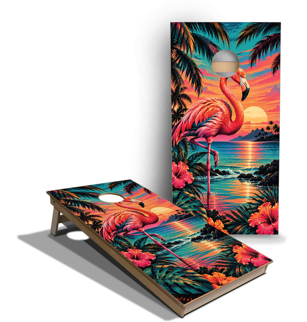 Cornhole Boards - Tournament Series - Pink Flamingo