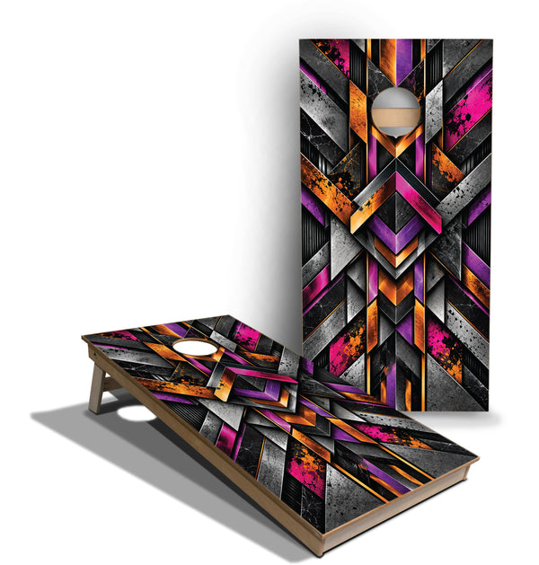 Cornhole Boards - Tournament Series - Geo Purple and Gold
