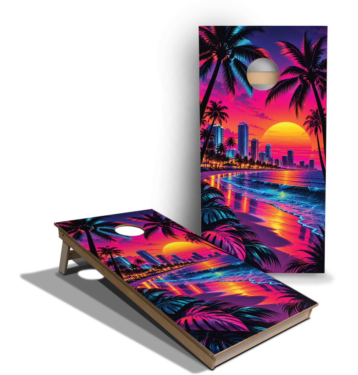 Cornhole Boards - Tournament Series - Neon Miami