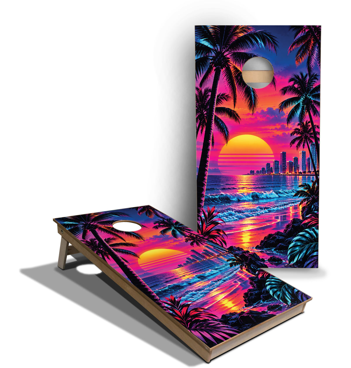 Cornhole Boards - Tournament Series - Neon Sunset