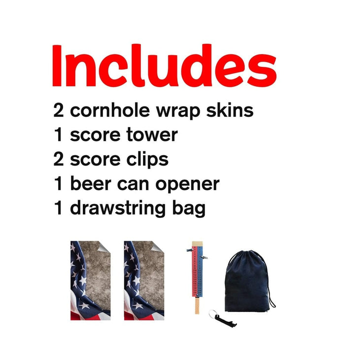 Brick with Flag Cornhole Boards Wraps (Set of 2)